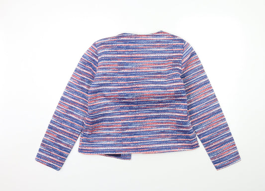 ann de lancay Womens Blue Striped  Jacket Coat Size S