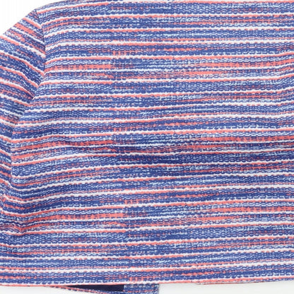 ann de lancay Womens Blue Striped  Jacket Coat Size S