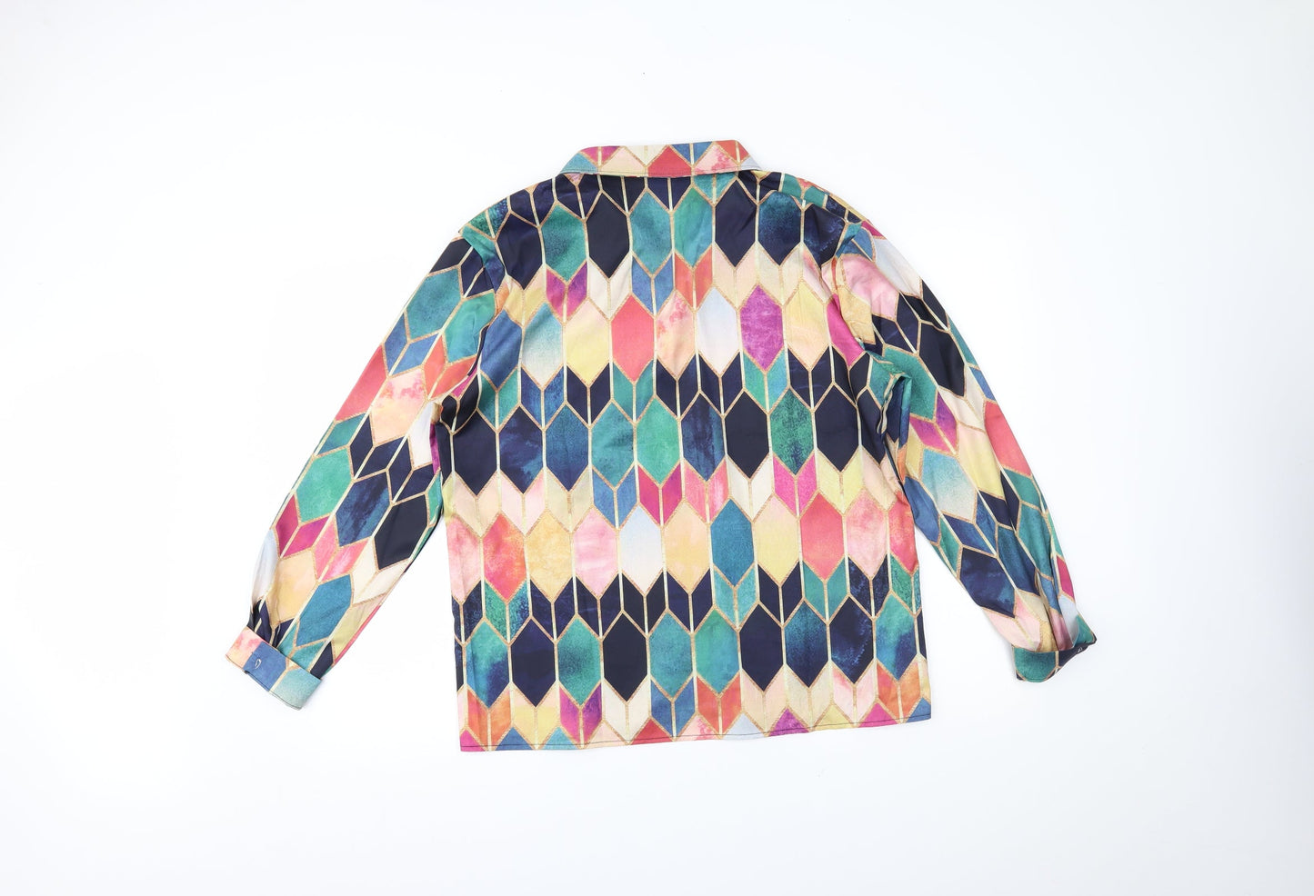 prewo Womens Multicoloured Geometric   Button-Up Size L