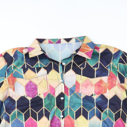 prewo Womens Multicoloured Geometric   Button-Up Size L