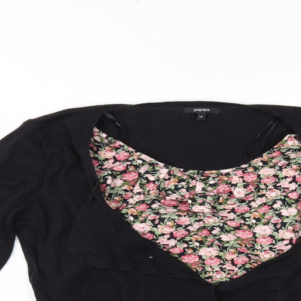 Papaya Womens Multicoloured Floral  Basic Blouse Size 14