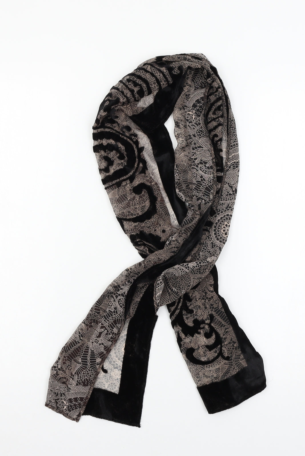 Preworn Womens Black Geometric   Scarf