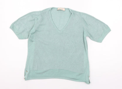Womens UK Size 10 Per Una Green Basic T-Shirt