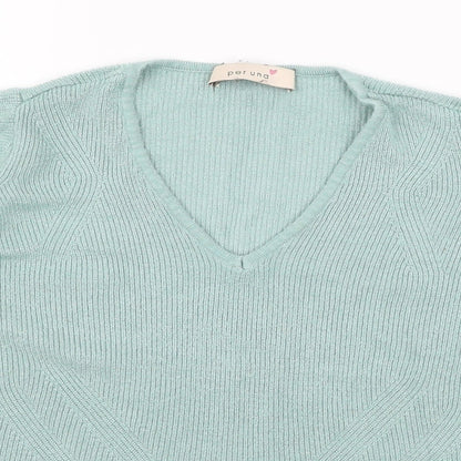 Womens UK Size 10 Per Una Green Basic T-Shirt
