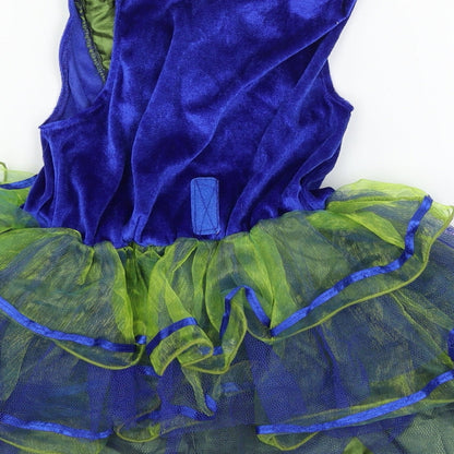 Preworn Girls Blue  Velvet Ball Gown  Size S  - princess fancy dress