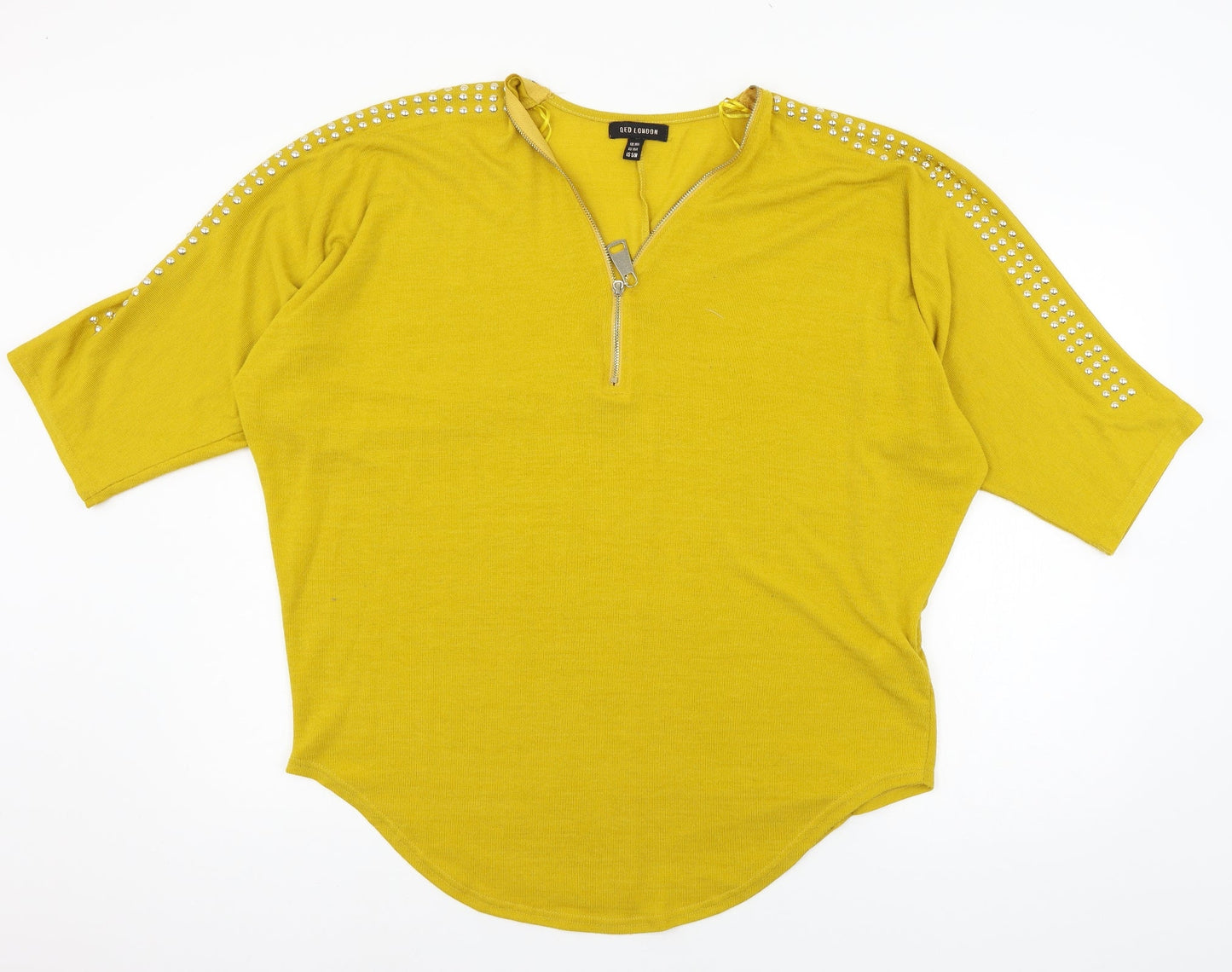 Womens UK Size S QED London Yellow Pullover Jumper