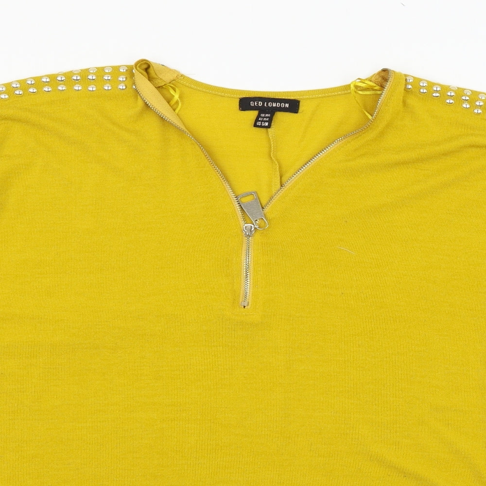 Womens UK Size S QED London Yellow Pullover Jumper