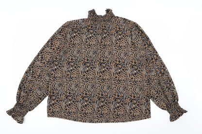 Boohoo Womens Multicoloured Animal Print  Basic Blouse Size 10