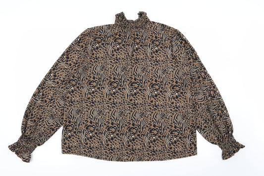 Boohoo Womens Multicoloured Animal Print  Basic Blouse Size 10