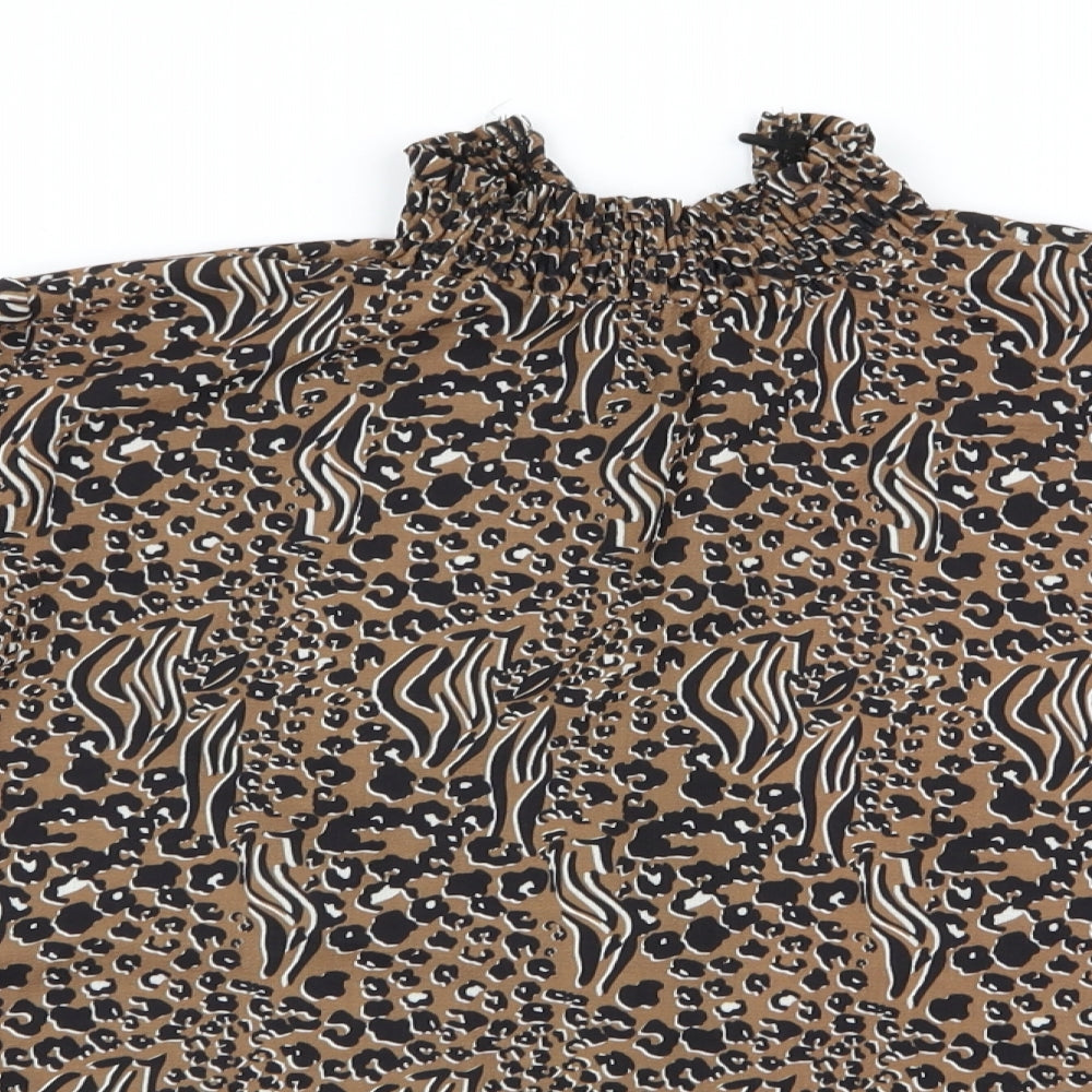Boohoo Womens Multicoloured Animal Print  Basic Blouse Size 10
