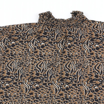 Boohoo Womens Multicoloured Animal Print  Basic Blouse Size 10