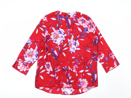 Womens UK Size 10 M&Co Red Basic Blouse