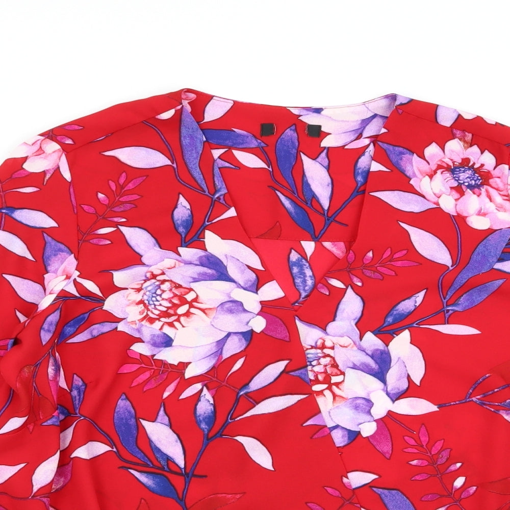 Womens UK Size 10 M&Co Red Basic Blouse