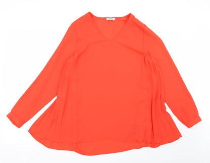 Womens UK Size 10 Soon Orange Basic Blouse