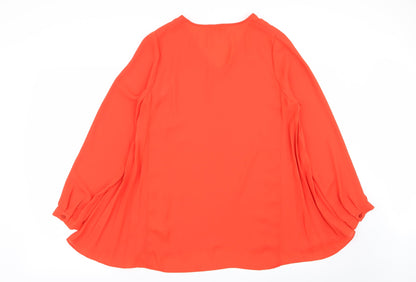 Womens UK Size 10 Soon Orange Basic Blouse