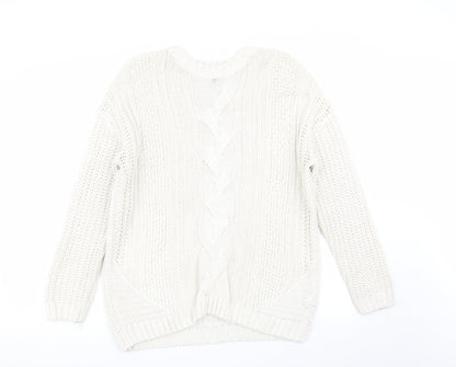 Womens UK Size M Peacocks White Pullover Jumper