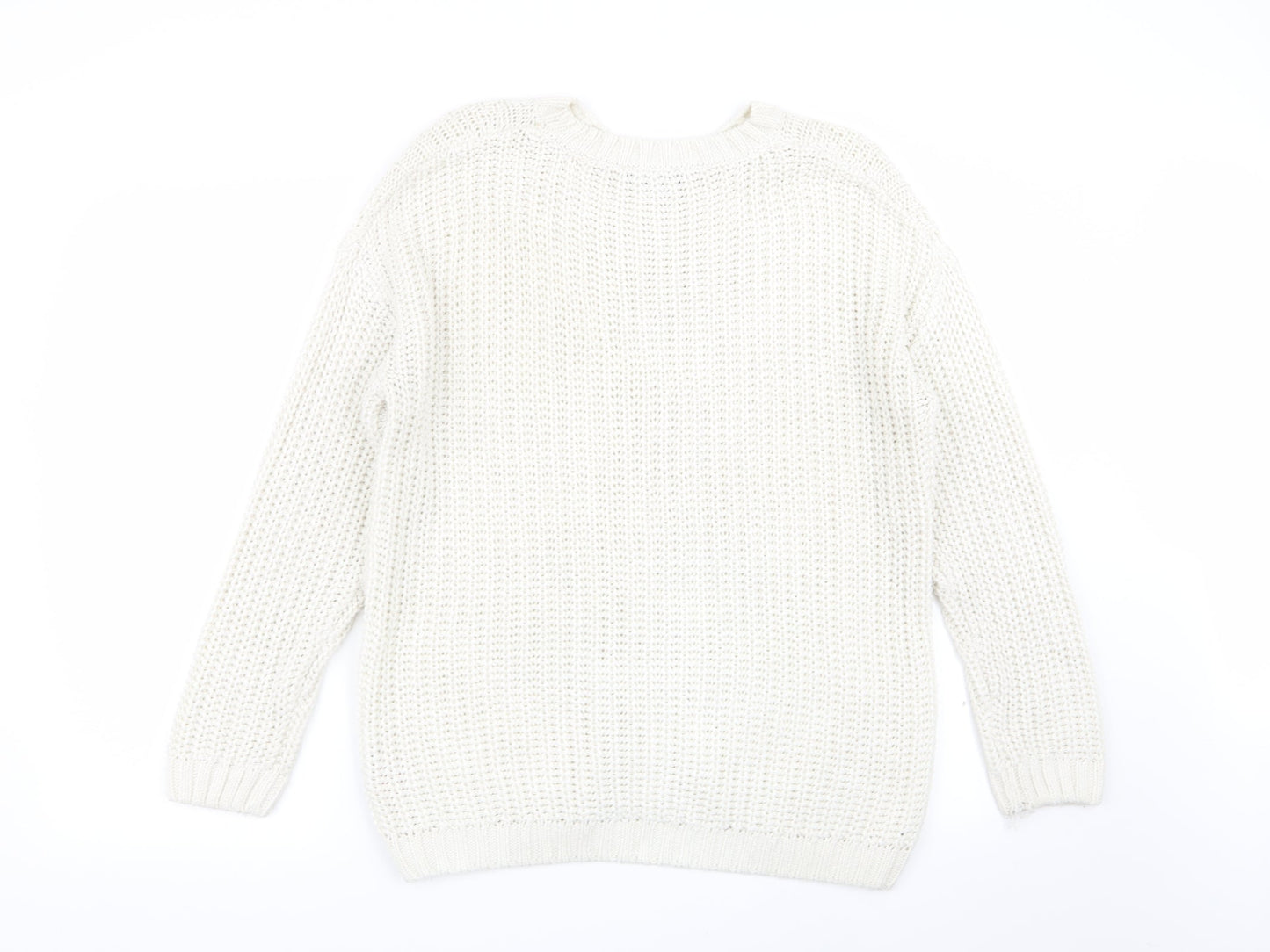 Womens UK Size M Peacocks White Pullover Jumper