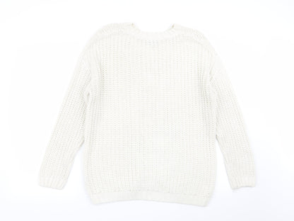 Womens UK Size M Peacocks White Pullover Jumper