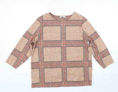 TU Womens Brown Check  Pullover Jumper Size 14