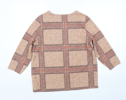 TU Womens Brown Check  Pullover Jumper Size 14
