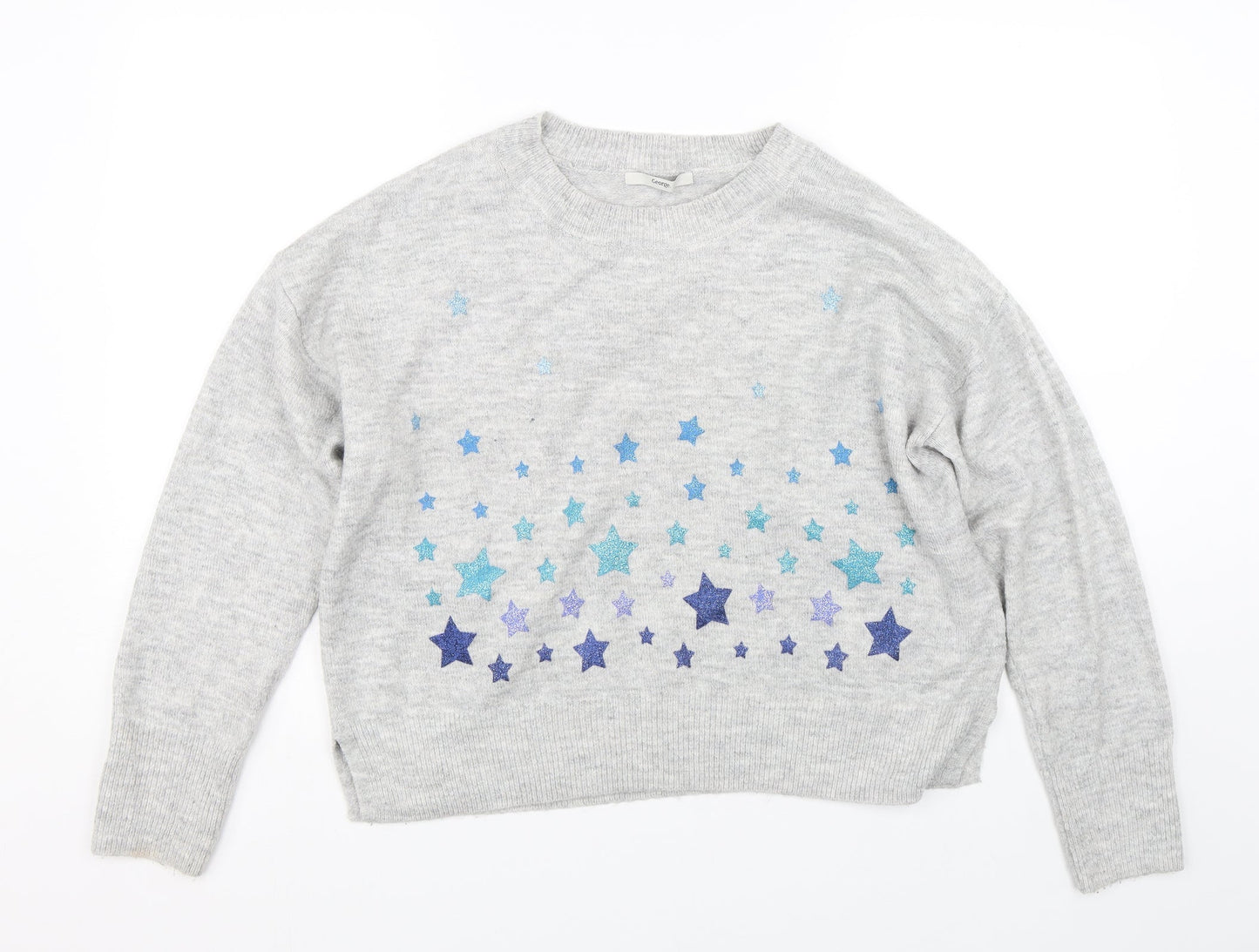 George Womens Grey   Pullover Jumper Size M  - stars