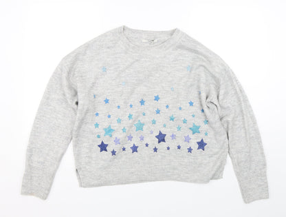 George Womens Grey   Pullover Jumper Size M  - stars