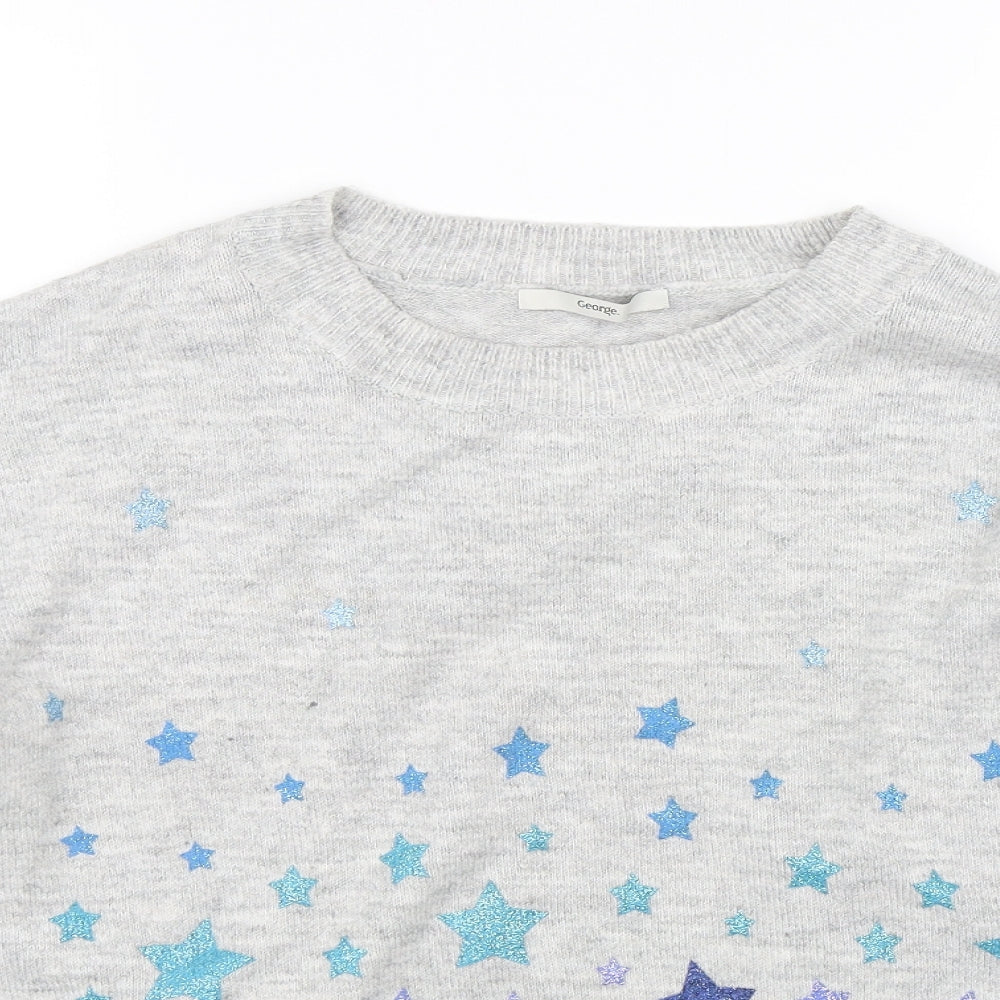 George Womens Grey   Pullover Jumper Size M  - stars