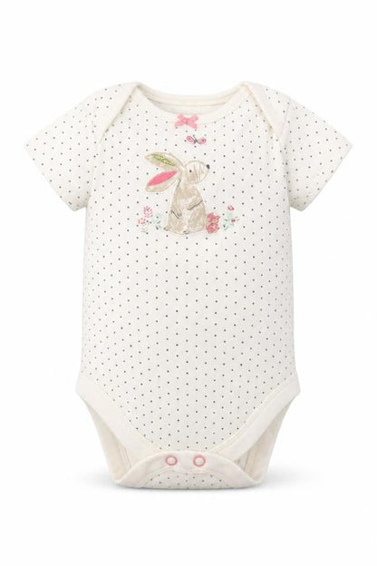 Front view of Next girls’ ivory animal print babygrow one-piece, size 0-3, months