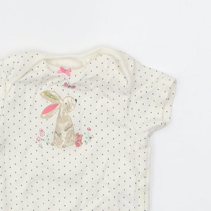 NEXT Girls Ivory Animal Print  Babygrow One-Piece Size 0-3 Months