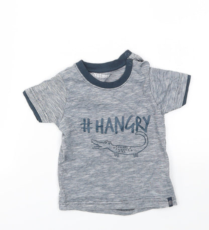 Nutmeg Boys Blue Houndstooth  Basic T-Shirt Size 2-3 Years