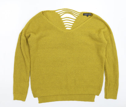 Cameo Womens Yellow  Knit Pullover Jumper Size 16