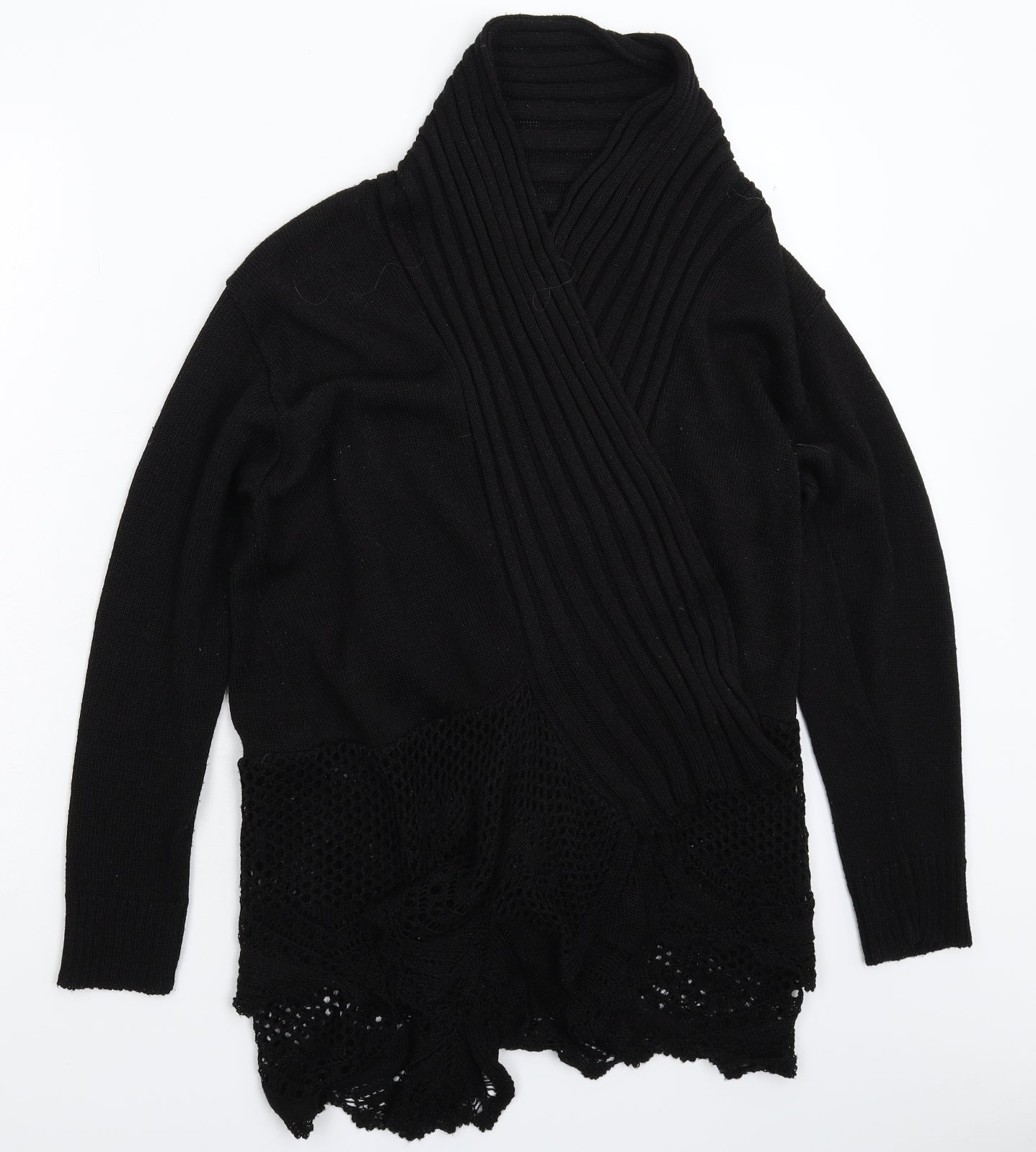 Glimpse Womens Black  Knit Cardigan Jumper Size M