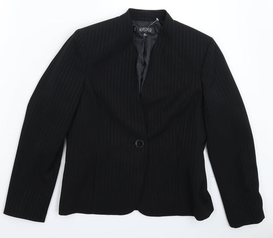 Kasper Womens Black Striped  Jacket Suit Jacket Size 12