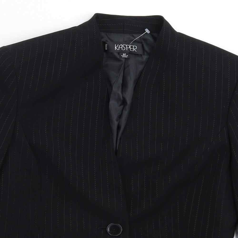 Kasper Womens Black Striped  Jacket Suit Jacket Size 12