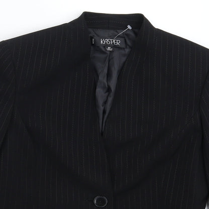 Kasper Womens Black Striped  Jacket Suit Jacket Size 12