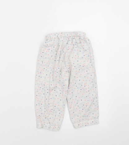 John Lewis Girls White Floral   Pyjama Pants Size 12-18 Months