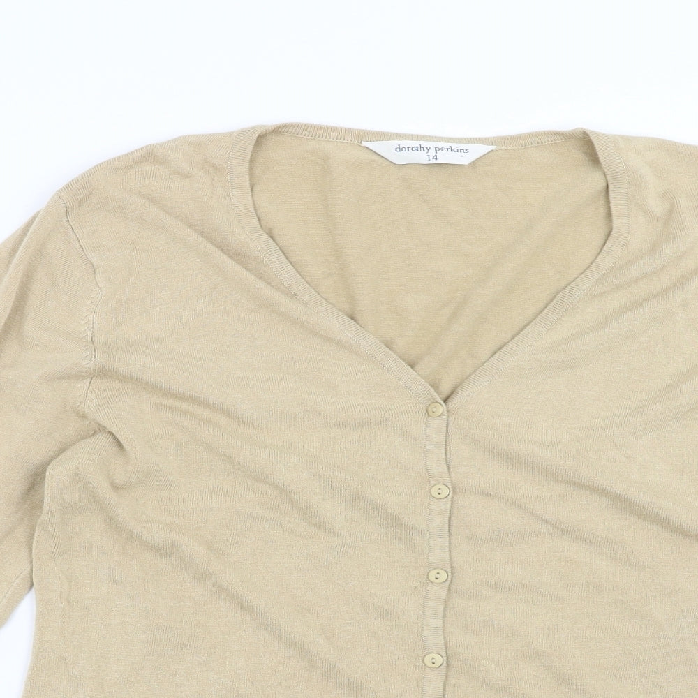 Womens UK Size 14 Dorothy Perkins Beige Cardigan Jumper