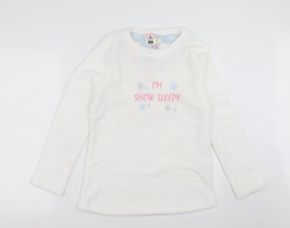 Warm & Cosy Womens White Solid  Top Pyjama Top Size M  - im snow sleepy