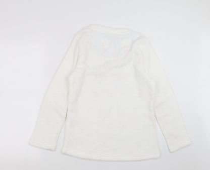 Warm & Cosy Womens White Solid  Top Pyjama Top Size M  - im snow sleepy