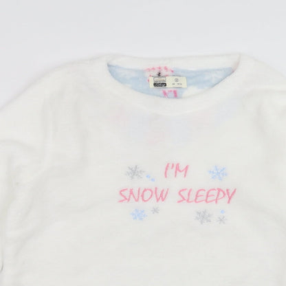 Warm & Cosy Womens White Solid  Top Pyjama Top Size M  - im snow sleepy