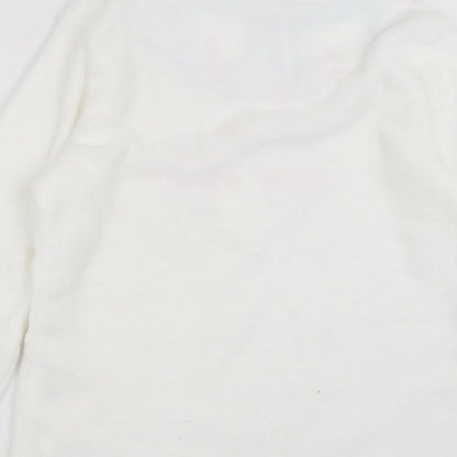 Warm & Cosy Womens White Solid  Top Pyjama Top Size M  - im snow sleepy