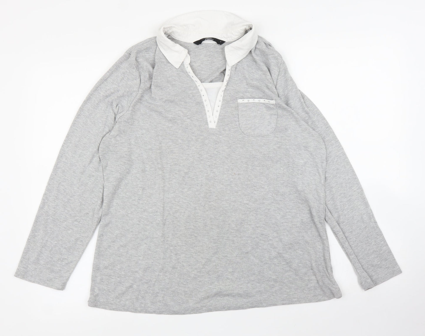 Womens UK Size L BM Casual Grey Basic Blouse
