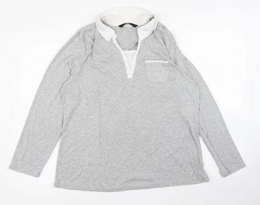 Womens UK Size L BM Casual Grey Basic Blouse