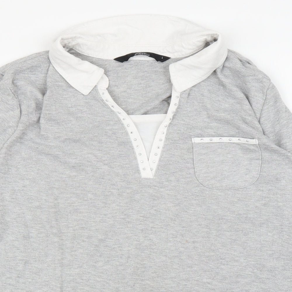 Womens UK Size L BM Casual Grey Basic Blouse