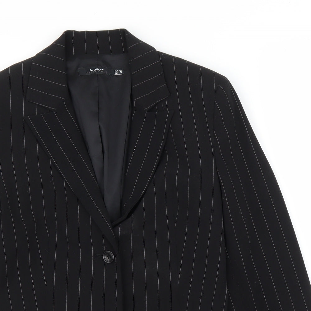 In Wear Womens Black Striped  Jacket Blazer Size 8