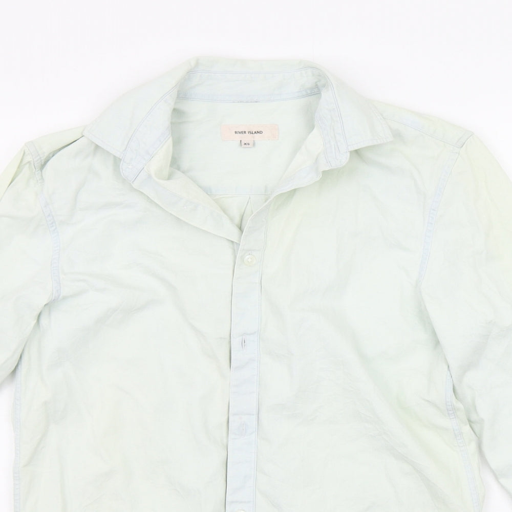 River Island Mens Green    Button-Up Size XS
