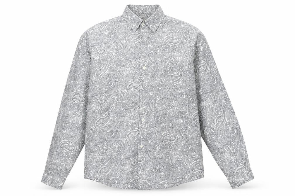 Mens UK Size L WATCHOUT Grey  Button-Up Long Sleeve Casual Shirt