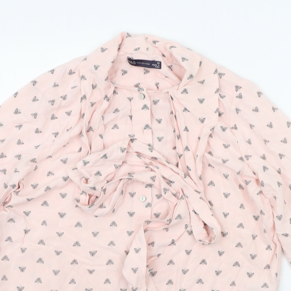 Womens UK Size 10 Marks and Spencer Pink Basic Button-Up