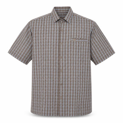Mens UK Size L Wosley Brown  Button-Up Short Sleeve Casual Shirt