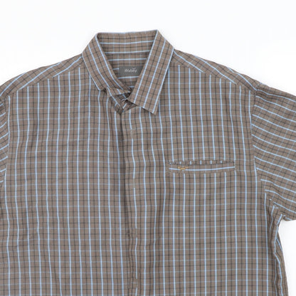 Wosley Mens Brown Polka Dot   Button-Up Size L